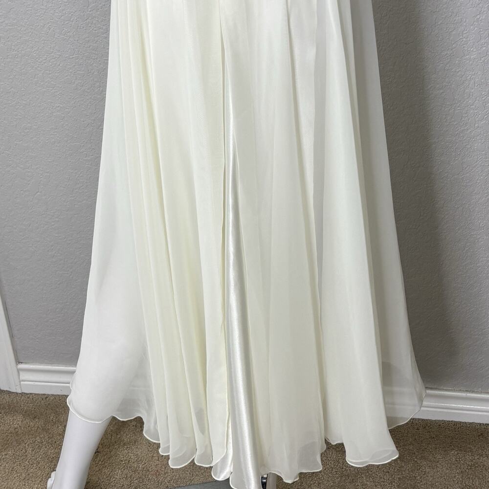 90s Victoria’s Secret Maxi Gown Slip Dress Sheer Chiffon Silky Satin Ivory Sz M - Picture 9 of 11